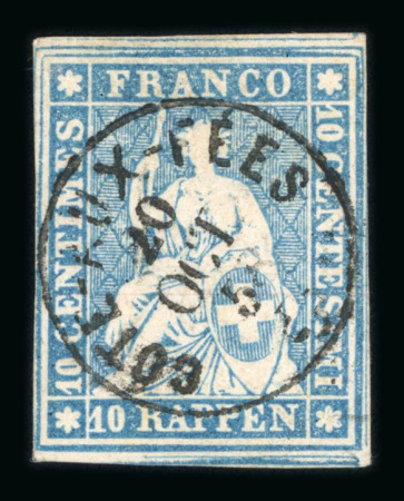 1858, 10 Rp. blau, 3. Münchner Druckperiode