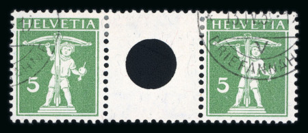 1939, Zwischensteg Tellkanbe 5 Rp. grün, Type II