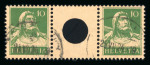 1924, Zwischensteg Tellbrust 10 Rp. grün