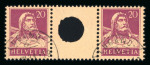 1931, Zwischensteg Tellbrust 20 Rp. rotlila