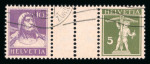 1934, Zwischensteg Tellbrust 10 Rp. dunkelviolett