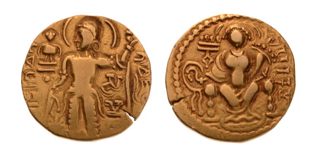 Gupta, Samudragupta I, Javelin, 7.34 g. AV dinar