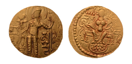 Gupta, Samudragupta I, Javelin, 7.79 g. AV dinar