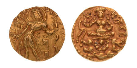 Gupta, Skandagupta I I, Archer, 9.14 g. AV dinar