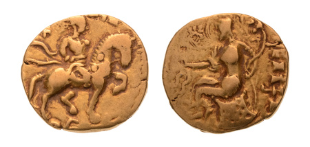 Gupta, Chandragupta II, Horseman, 7.58 g. AV dinar