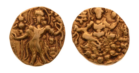 Gupta, Chandragupta II, Archer, 7.71 g. AV dinar
