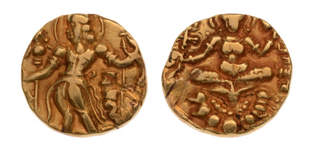 Gupta, Chandragupta II, Archer, 7.89 g. AV dinar