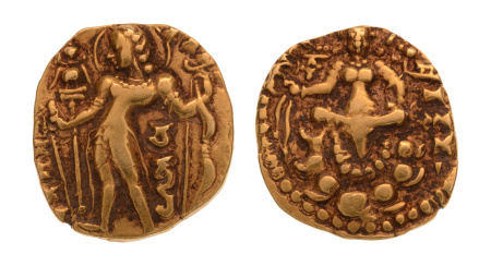 Gupta, Chandragupta II, Archer, 7.98 g. AV dinar