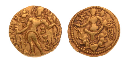 Gupta, Chandragupta II, Archer, 7.83 g. AV dinar