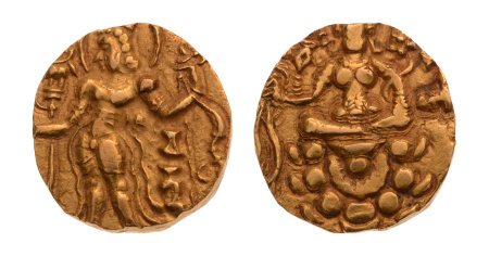 Gupta, Chandragupta II, Archer, 8.29 g. AV dinar