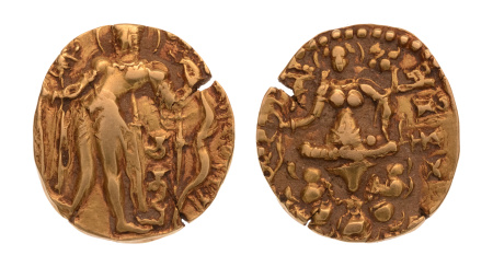 Gupta, Chandragupta II, Archer, 8.15 g. AV dinar