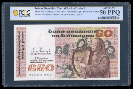 1991, Republic of Ireland, Central Bank of Ireland, £50