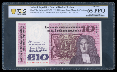 1978, Republic of Ireland, Central Bank of Ireland, £10.