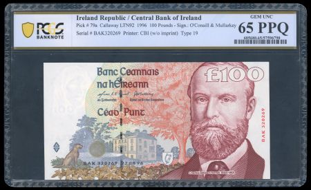 1996, Republic of Ireland, Central Bank of Ireland, £100