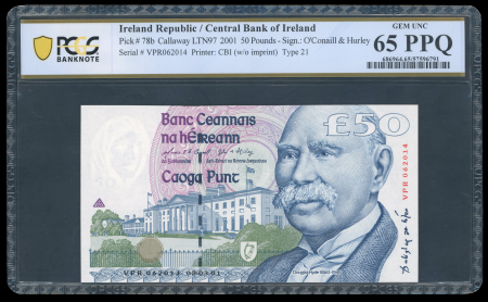 2001, Republic of Ireland, Central Bank of Ireland, £50