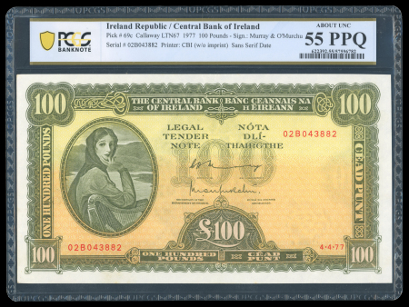 1977, Republic of Ireland, Central Bank of Ireland, £100