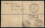 1937 Insured 2½pi blue registered envelope, uprated with KGVI Pictorial 4½pi, sent from Nicosia to Budapest, Hungary. A fine and scarce example of an insured registered overseas usage, particularly desirable as an early 