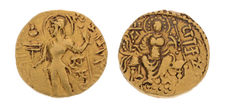 Gupta, Samudragupta I, Javelin, 7.60 g. AV dinar