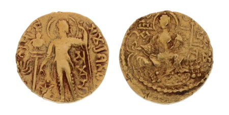 Gupta, Samudragupta I, Javelin, 7.14 g. AV dinar