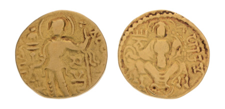 Gupta, Samudragupta I, Javelin, 7.31 g. AV dinar