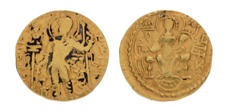 Gupta, Samudragupta I, Javelin, 7.67 g. AV dinar