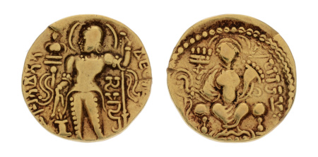 Gupta, Samudragupta I, Javelin, 6.91 g. AV dinar