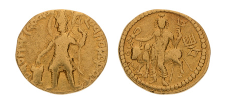 Kushanas, Vasudeva I, c. 190-230, AV dinar, 7.77 g. Oesho.