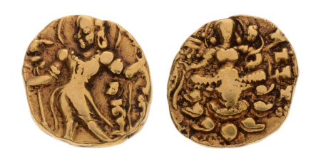 Gupta, Chandragupta II, Archer, 7.74 g. AV dinar