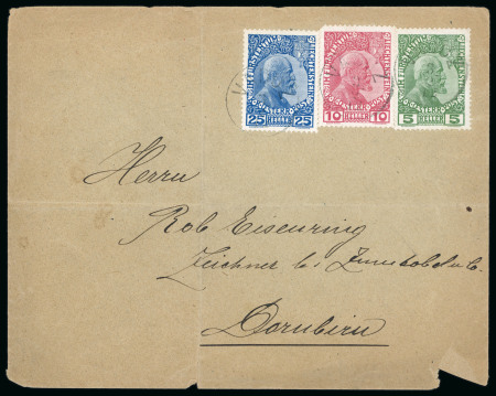 1912 Johann II Zumstein n° 1-3 cancelled on cover for