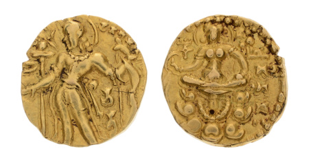 Gupta, Chandragupta II, Archer, 8.11 g. AV dinar