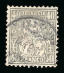 1882, 40 Rp. grau, auf Faserpapier
