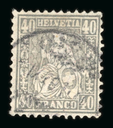 1882, 40 Rp. grau, auf Faserpapier