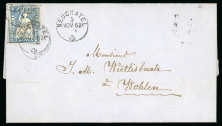 1855-1862, kleines Lot mit 4 Strubelbriefen je in tadelloser Prachterhaltung