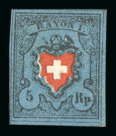 1850, Rayon I dunkelblau mit Kreuzeinfassung, Type 32