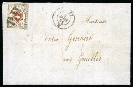 1851, Poste locale mit Kreuzeinfassung, Type 17