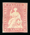 1854, 15 Rp. rot, 3. Münchner Druckperiode