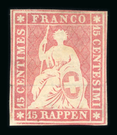 1854, 15 Rp. rot, 3. Münchner Druckperiode