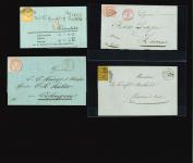 1851-1857, kleines Los mit 4 Frankaturen