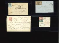 1858, Zusammenstellung mit 4 seltenen Strubelfrankaturen
