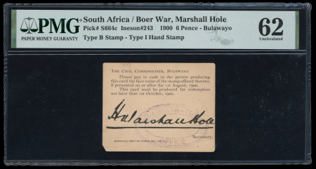 1900 South Africa, Boer War, 6 pence signed Marshall