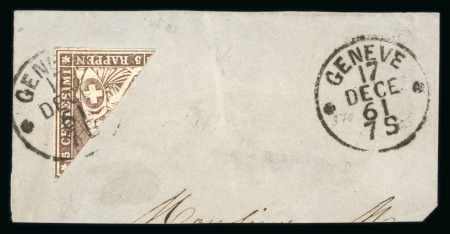 1861, 5 Rp. braun, 4. Berner Druckperiode, senkrechte Halbierung