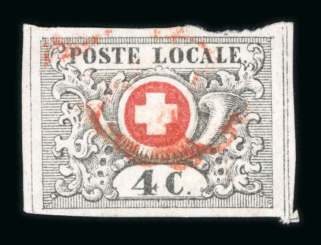 1849, Waadt 4, farbfrisch, allseits breitrandig geschnitten