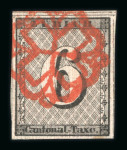 1843, Zürich 6, allseits breitrandiges Kabinettstück
