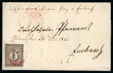 1845, Zürich 6, auf Taufschein von Zürich nach Embrach