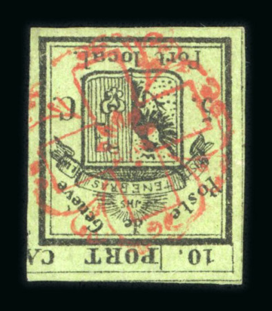 1843, linke Hälfte der Doppelgenf, allseits breitrandiges Kabinettstück