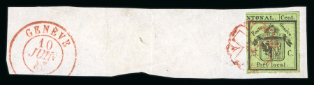 1845, rechte Hälfte der Doppelgenf auf Briefstück