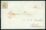 1850, Genfer Ganzsachenausschnitt auf Brief