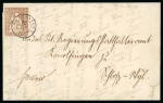 1855, 5 Rp. braun, 2. Berner Druckperiode, auf Faltbrief