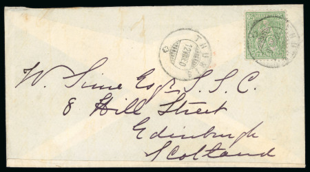 1880, 25 Rp. grün auf Brief nach Edinburgh