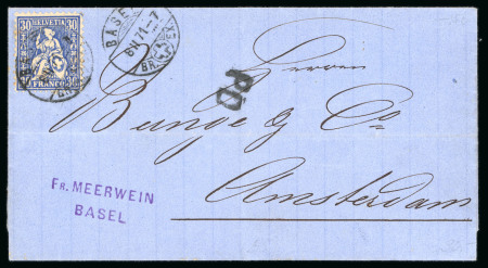 1871, 30 Rp. blau auf Brief nach Amsterdam